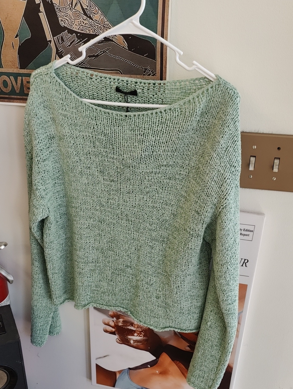 Massimo Dutti Mint Green Crewneck Knit Sweater